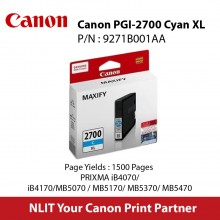 Canon PGI-2700 Cyan XL Fine Ink Cartridge - 19ml  : 1500pgs