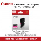 Canon PGI-2700 Magenta XL Fine Ink Cartridge - 19ml  : 1500pgs