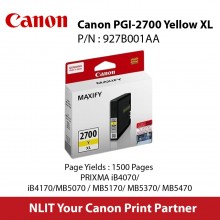 Canon PGI-2700 Yellow XL Fine Ink Cartridge - 19ml  : 1500pgs