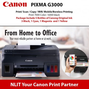 Canon Pixma G3000 Printer Print/ Scan/ Copy / Wifi  ( 6 bottles original Ink) 