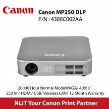 Canon MP250 DLP Projector - 16:9 - 854 x 480 - Front - 20000 Hour Normal ModeWVGA - 400:1 - 250 lm - HDMI - USB - Wireless LAN - 12 Month Warranty