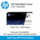 HP Original Toner : HP 151A Black  : 3050pgs : W1510A : 2 Yrs Warranty W1510A