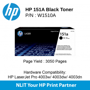 HP Original Toner : HP 151A Black  : 3050pgs : 2 Yrs Warranty W1510A