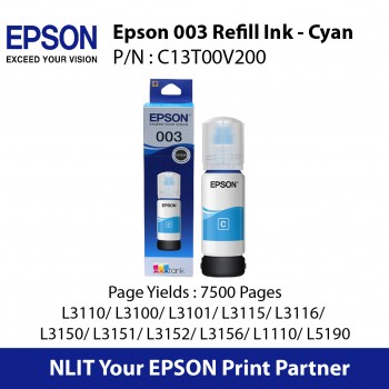 Epson 003 Refill Ink - Cyan C13T00V200