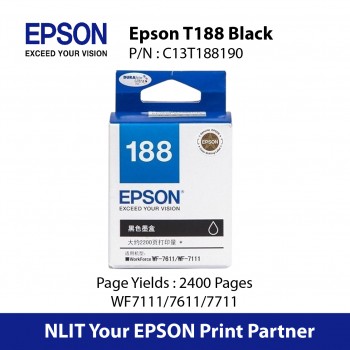Epson Original Ink : T188 Black : Hight Yield : 2400pgs : C13T188190 : 