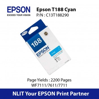 Epson Original Ink : T188 Cyan : Hight Yield : 2200pgs : C13T188290 : 