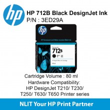 HP 712B 80-ml Black DesignJet Ink Cartridge 3ED29A