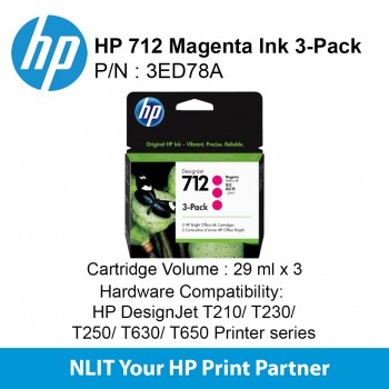 HP 712 Yellow Ink Cartridge 3-Pack 29ml(3pack) For Printer T