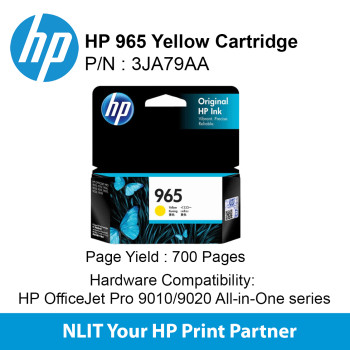 HP 965 Yellow Original Ink Cartridge : 700 pgs : 3JA79AA