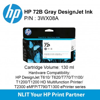 HP 72B 130-ml Gray DesignJet Ink Cartridge 3WX08A
