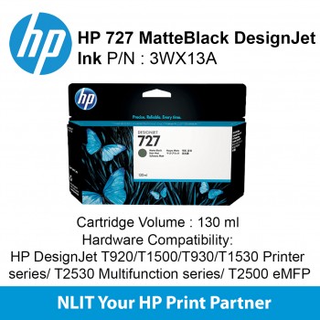 HP 727 130-ml Matte Black DesignJet Ink Cartridge 3WX13A