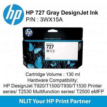 HP 727 130-ml Gray DesignJet Ink Cartridge 3WX15A