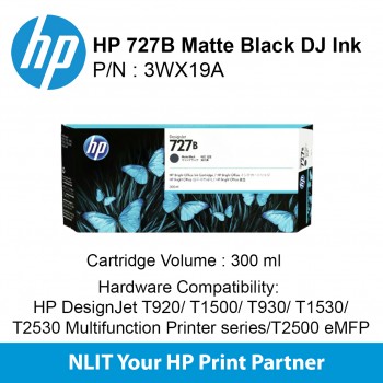 HP 727B 300-ml Matte Black DesignJet Ink Cartridge 3WX19A