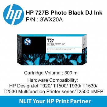 HP 727B 300-ml Photo Black DesignJet Ink Cartridge 3WX20A