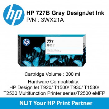 HP 727B 300-ml Gray DesignJet Ink Cartridge 3WX21A