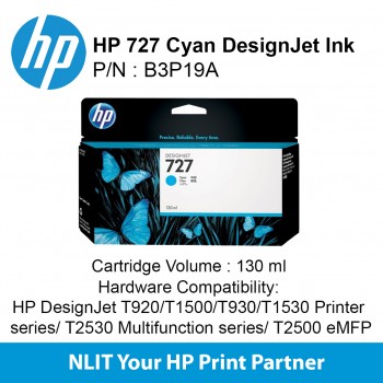 HP 727 130-ml Cyan DesignJet Ink Cartridge B3P19A