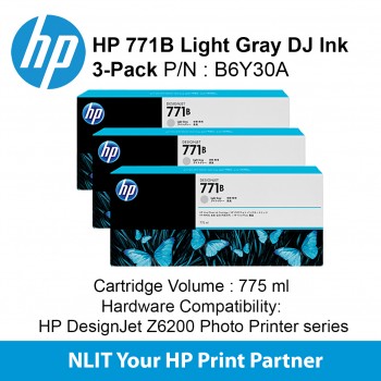 HP 771B Light Gray Ink Cartridge 3-Pack B6Y30A