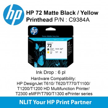 HP 72 Matte Black / Yellow Printhead C9384A