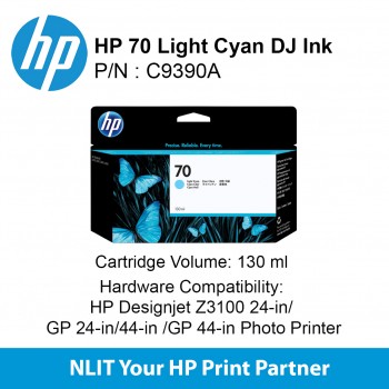 HP 70 130-ml Light Cyan DesignJet Ink Cartridge  C9390A