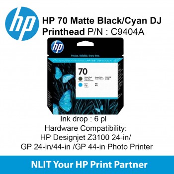 HP 70 Matte Black and Cyan DesignJet Printhead C9404A