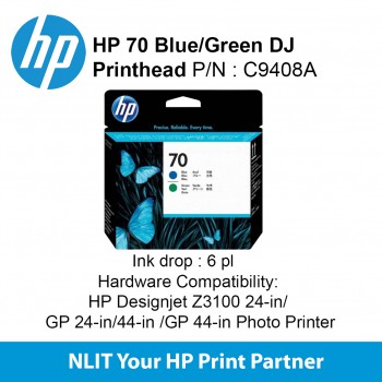 HP 70 Blue and Green Printhead C9408A