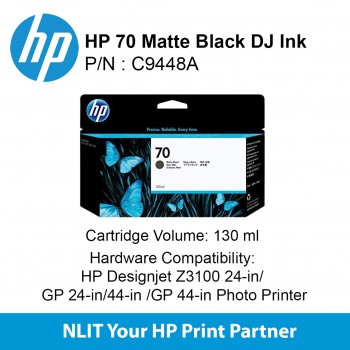 HP 70 130-ml Matte Black DesignJet Ink Cartridge  C9448A