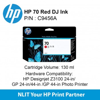 HP 70 130-ml Red DesignJet Ink Cartridge C9456A