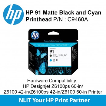 HP 91 Matte Black and Cyan Printhead C9460A