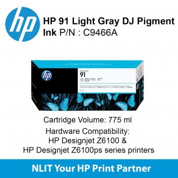 HP 91 775-ml Light Gray DesignJet Pigment Ink Cartridge C9466A