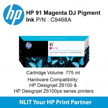 HP 91 775-ml Magenta DesignJet Pigment Ink Cartridge C9468A