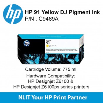 HP 91 775-ml Yellow DesignJet Pigment Ink Cartridge C9469A