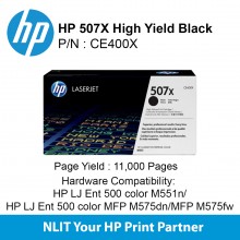 HP Original Toner : HP 507X Black : 11,000pgs : CE400X