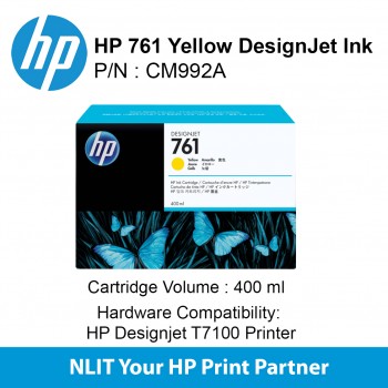 HP 761 400-ml Yellow DesignJet Ink Cartridge CM992A
