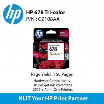 HP 678 Tri-color Ink Cartridge : 150 pgs : CZ108AA