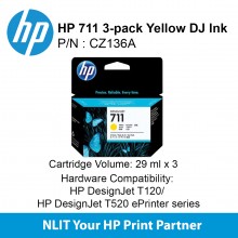 HP 711 3-pack 29-ml Yellow Designjet Ink Cartridge CZ136A