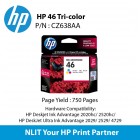 HP 46 Tri-color Ink Cartridge : 750pgs : CZ638AA