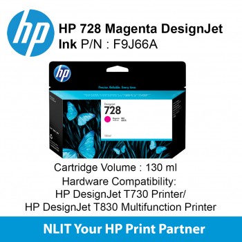 HP 728 130-ml Magenta DesignJet Ink Cartridge F9J66A