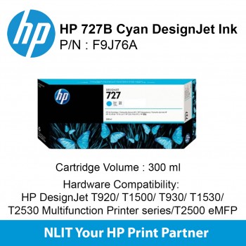 HP 727B 300-ml Cyan DesignJet Ink Cartridge F9J76A