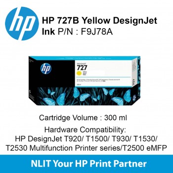 HP 727B 300-ml Yellow DesignJet Ink Cartridge F9J78A