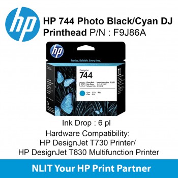 HP 744 Photo Black/Cyan DesignJet Printhead F9J86A
