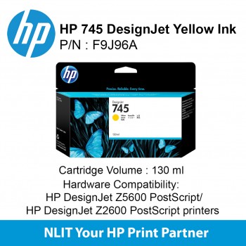 HP 745 130-ml Yellow Ink Cartridge F9J96A
