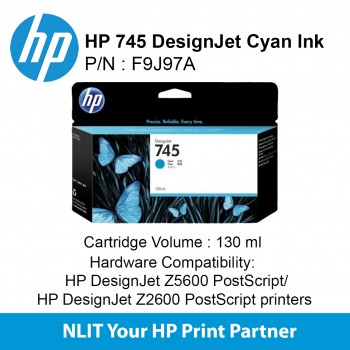 HP 745 130-ml Cyan Ink Cartridge F9J97A