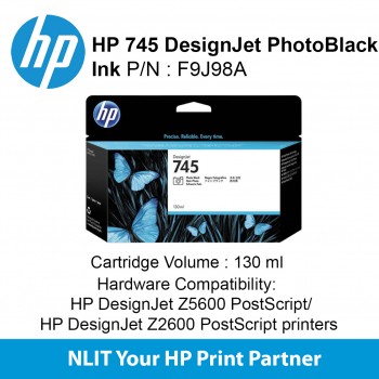 HP 745 130-ml Photo Black Ink Cartridge F9J98A