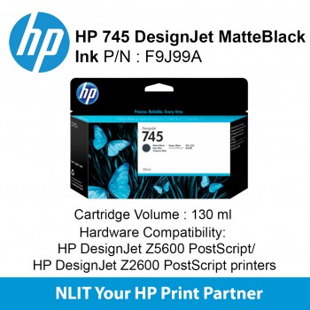 HP 745 130-ml Matte Black Ink Cartridge F9J99A