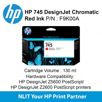 HP 745 130-ml DesignJet Chromatic Red Ink Cartridge F9K00A
