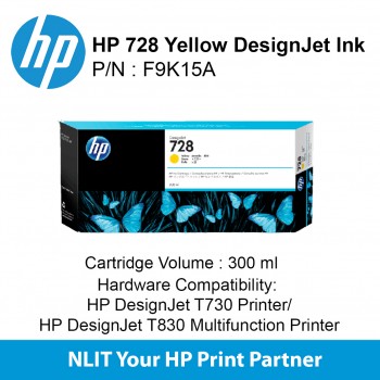 HP 728 300-ml Yellow DesignJet Ink Cartridge F9K15A