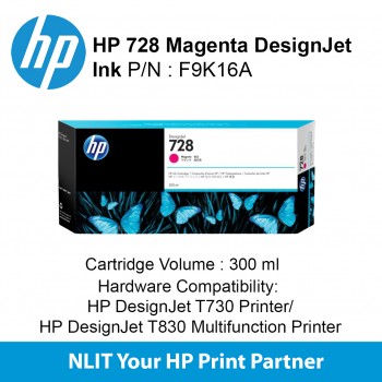 HP 728 300-ml Magenta DesignJet Ink Cartridge F9K16A