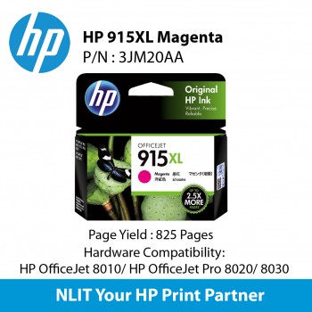 HP 915XL Magenta Original Ink Cartridge : 825 pgs : 3YM20AA