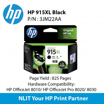 HP 915XL Black Original Ink Cartridge : 2,000 pgs : 3YM22AA
