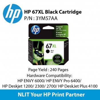 HP 67XL Black Cartridge (3YM57AA)